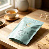 Sachet Doypack personnalisable avec estampage argenté et fermeture éclair refermable pour l'emballage des feuilles de thé
