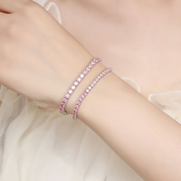 Bracelet tennis minimaliste en argent sterling 925 avec moissanite VVS1 dégradé violet rose blanc de 3 mm, bijoux à effet chromatique