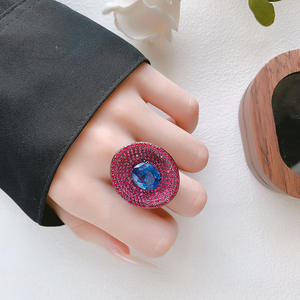 Bijoux de mode écologiques en cuivre, corindon rouge 10*12mm, <span class=keywords><strong>spinelle</strong></span> bleue, zircon, bague personnalisée pour un look raffiné et élégant au quotidien - Product Image 6