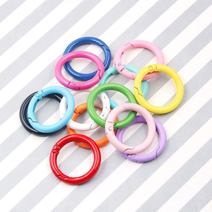 Colorful Metal O Ring Keychain Spring Clasps Round Locking <strong>Carabiner</strong> Snap <strong>Clips</strong> For Bags Keys DIY Crafts - Product Image 2