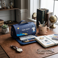 Ensemble de papeterie sur le thème de l'espace pour garçons, avec étui à crayons, carnet, stylo et jouet astronaute, coffret cadeau d'anniversaire pour enfants, 5 pièces