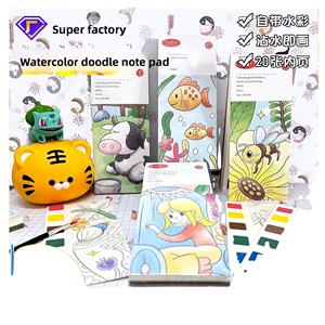 สมุด<span class=keywords><strong>ภาพ</strong></span>ระบายสีและสติกเกอร์โน้ตสำหรับเด็ก โดอิท วอเตอร์คัลเลอร์ เพ้นท์ติ้ง แอนด์ คัลเลอร์ริง พร้อมปกกระดาษ 20 หน้า สำหรับโปรโมชั่น - Product Image 1