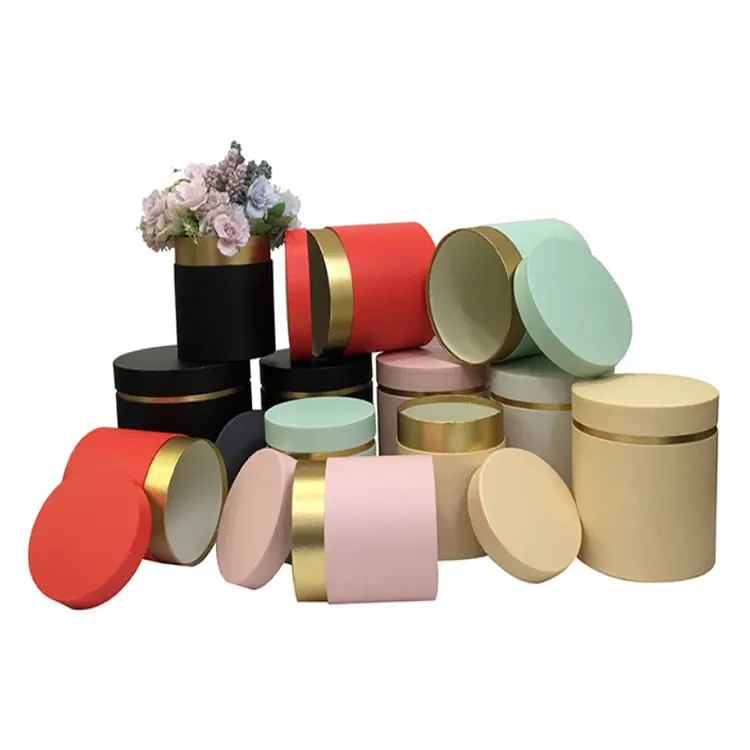 Round Plain Cylinder Paper Preserved Rose Bouquet Gift Packing Christmas Boxes Flower Packaging Cardboard Circle Hat Box Set