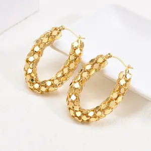 Mode baru lingkaran kecil bulat 18K perhiasan tindik berlapis emas perhiasan modis perhiasan Stud Hoop anting gaya Korea
