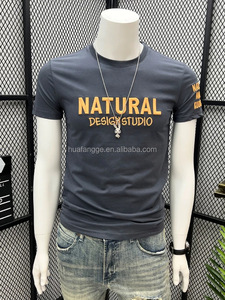 Ingrosso da uomo estate nuova t-shirt ricamata a maniche corte in cotone mercerizzato moda giovanile tutto fiammifero tessuto a maglia oversize - Product Image 2