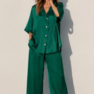 Conjunto de <span class=keywords><strong>Pijama</strong></span> de Satén Personalizado para Mujer, Sensación Suave, <span class=keywords><strong>Pijama</strong></span> Elegante, Ropa de Dormir para Mujer - Product Image 2