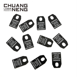 Trắng đen ABS Laser khắc in ấn nhãn hình dạng đặc biệt dấu hiệu an toàn chính điện nối đất dây dẫn tiêu đề Cảnh báo nhãn - Product Image 2