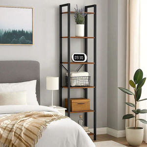 <span class=keywords><strong>Librero</strong></span> de Madera Elegante de 6 Niveles con Estructura Metálica, Estantería de Estilo Rústico y Mueble de Salón para Espacios Pequeños - Product Image 5