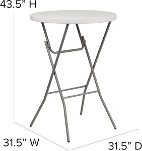 Table de bar à cocktails pliante en plastique HDPE, ronde, blanche, 80 cm (32 pouces), pour événements et mariages, vente en gros - Product Image 2