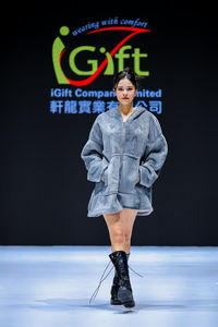 Design Your Own Grey Sweatshirt Wearable Home Furnishing Blanket Long Sleeves Customised <strong>Oodies</strong> - Product Image 3