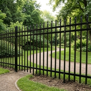 Panneau de clôture en acier galvanisé à double rail supérieur, avec embout de lance en forme de flèche, joint à boulon argenté, pour parcs, allées de gravier et périmètres de jardin - Product Image 1