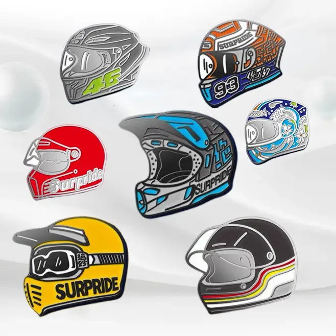 Alfileres de solapa para motocicleta, insignias personalizadas para casco de motocicleta, insignias de solapa para recuerdo, fabricación profesional