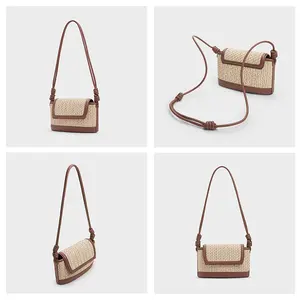 #PA0944 Wholesale Customized Women's Handmade Straw Crossbody Bag 2025 SS Fashion Small Straw Bags Women Handbags