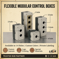 Estructura electrónica IP65 Operación momentánea ABS Interruptor de botón Caja de control 22mm de diámetro 2 agujeros 10A Max. 220V 1NO1NC Plástico