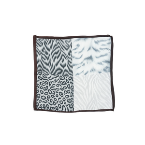 Foulard quadrato piccolo con stampa leopardata e zebrata 70x70cm, accessorio moda per donna - Product Image 1