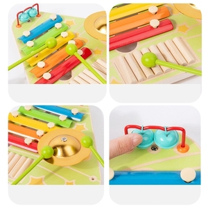 Wholesale Multi-function Wooden Triangle <b>Music</b> Table Xylophone Percussion Instrument Toy With Cymbal And Bell For Kids - Product Image 6