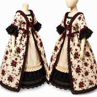 Robe de poupée BJD victorienne personnalisée, style rococo, tenue de poupée à imprimé floral, vêtements de poupée vintage en dentelle, costume long BJD