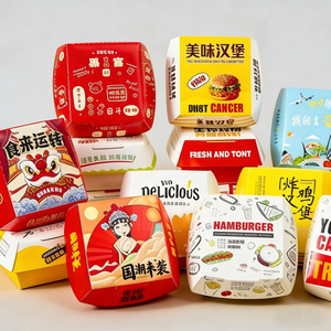 Juego <span class=keywords><strong>de</strong></span> Cajas <span class=keywords><strong>de</strong></span> Papel Desechables Ecológicas para <span class=keywords><strong>Comida</strong></span> Rápida, con Laminado Mate y Logotipo Personalizado, para Hamburguesas, Pollo Frito y Hot Dogs - Product Image 2