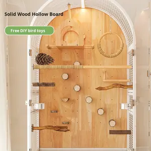 Gabbia per Uccelli Grande e Lussuosa in Legno Massello, Chiusura a Bottone, Vetro Trasparente Anti-Spruzzo, Ecologica per Uso Interno ed Esterno, Nessun Montaggio Richiesto - Product Image 2