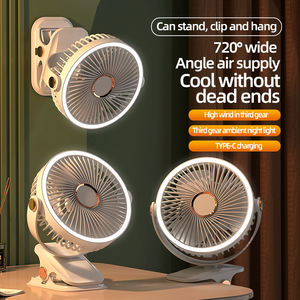 Ventilateur de bureau portable écologique rechargeable par USB avec lumière LED, ventilateur sans fil à clipser pour la maison - Product Image 1
