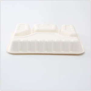 Boîte à Lunch jetable biodégradables, 100% ml, pâte à <span class=keywords><strong>modeler</strong></span>, 4 compartiments, récipient pour aliments - Product Image 5