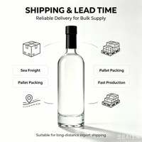 Bouteille de liqueur en verre transparent de haute qualité de 500 ml, étiquette personnalisée, plusieurs options de bouchons pour les spiritueux et les boissons énergisantes