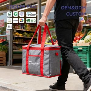 Sac isotherme personnalisé en gros avec logo, non tissé, imperméable, réutilisable, pliable, grande capacité pour les courses à domicile - Product Image 1