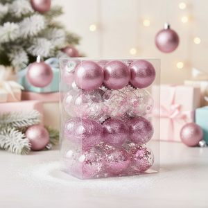 Adornos Navideños Personalizados OEM, 24 Piezas, <span class=keywords><strong>Bolas</strong></span> de <span class=keywords><strong>Navidad</strong></span> Rosadas Populares, Irrompibles, para Colgar en el Árbol de <span class=keywords><strong>Navidad</strong></span> - Product Image 1