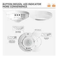 Détecteur de mouvement PIR RZ036 10A en matériau ignifuge pour PC, détection humaine à 360 degrés, montage au plafond, interrupteur de détection de mouvement