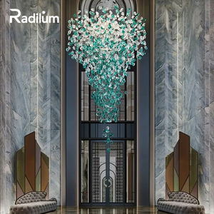 Đèn chùm pha lê xanh lam cỡ lớn, thiết kế tùy chỉnh, sang trọng, dự án chiếu sáng sảnh khách sạn, lắp đặt nghệ thuật, nhà máy trực tiếp - Product Image 1