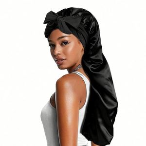 Meilleures ventes 2025 : Bonnet de nuit en satin de haute qualité avec long cordon élastique, bonnets personnalisés, foulards pour cheveux en soie avec logo - Product Image 1