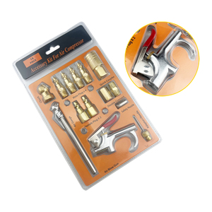 Kit de Accesorios para Compresor de Aire de 14 Piezas, Conectores Rápidos, <span class=keywords><strong>Pistola</strong></span> de Aire, Manómetro de Presión de Neumáticos, Boquilla de Inflado, Juego de Herramientas Neumáticas - Product Image 2