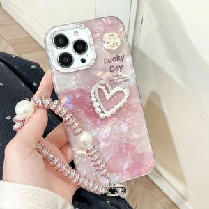 Custodia protettiva in TPU per braccialetto con conchiglia di perle 3D per Iphone16 15 14 13 12 11Plus/pro/pro/pro Max per <span class=keywords><strong>Huawei</strong></span> mate50/60pro - Product Image 5