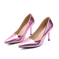 Chaussures élégantes à talons fins rose métallisé brillant, confortables, toutes grandes tailles disponibles, résistantes à l'usure, service personnalisé, pour les rendez-vous romantiques