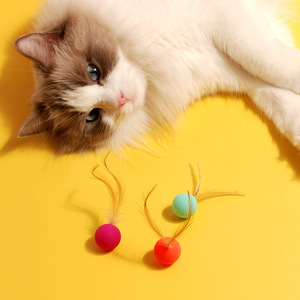 Balles rebondissantes pour chat, jouets interactifs en caoutchouc, lot de trois, colorées, élastiques, pour le jeu des chats - Product Image 1