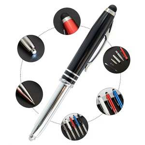 批发定制标志<span class=keywords><strong>3</strong></span>合1多功能金属触控笔发光二极管光笔高品质促销金属笔带手电筒 - Product Image 3