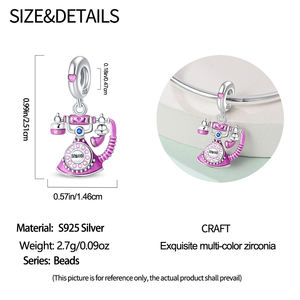 Charmes rétro classiques en argent sterling S925 plaqué or rose, zircon taillé en forme <span class=keywords><strong>de</strong></span> rose, certifiés, pour femmes, à porter au quotidien - Product Image 2