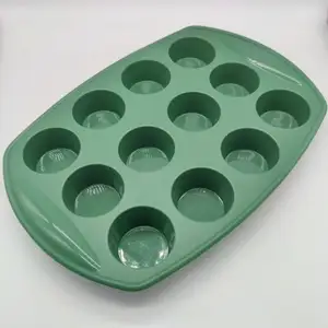 12 fori forma rotonda design personalizzato stampo per torta in silicone ecologico stampo per torta in silicone cupcake stampo per torta in silicone