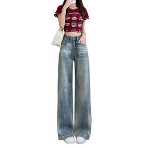 Los <span class=keywords><strong>vaqueros</strong></span> de pierna ancha Vintage para <span class=keywords><strong>mujer</strong></span> están a la moda y son fáciles de manejar, creando un ambiente informal y relajado. - Product Image 5