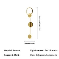 Appliques Murales LED Modernes Nordiques, Bande Longue Créative en Fer, Finition Dorée de Luxe, Température de Couleur Multiple, IRC 80, pour Chambre à Coucher, Chevet, Salon