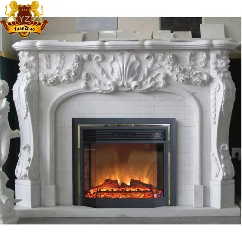 Großhandel Kamin beige Marmor Kamin hand geschnitzten natürlichen Marmor Kamin Mantel Französisch