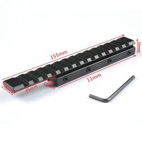 Adaptor Peninggi Taktis Luar Ruangan dari Aluminium Alloy 11-20mm, Ekstensi 14 Slot 20mm Weaver Metal Guide Riser 155mm Model A444