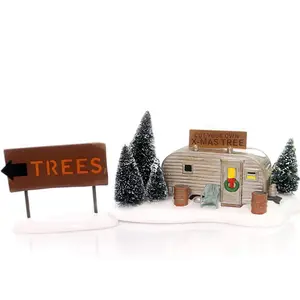 聚树脂/树脂圣诞装饰雪村圣诞假期格里斯沃尔德家庭买了一棵树点燃的房子