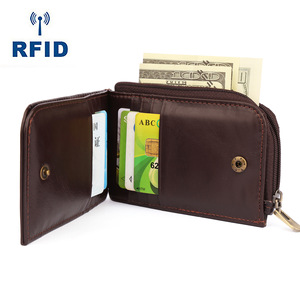 Nuevo monedero con ranura para múltiples tarjetas Rfid, tarjetero corto plegable Simple, billetera Retro de cuero de vaca de grano superior para mujer - Product Image 3
