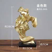 Figure Statue Couple Baiser Profonde Résine Artisanat Ornement Décoration de La Maison