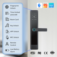Serrure de porte intelligente connectée Tuya WiFi, anti-effraction, électrique, digitale, sans clé, avec empreinte digitale, TTLOCK, poignée de porte intelligente mobile