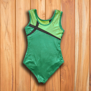 <span class=keywords><strong>Justaucorps</strong></span> de gymnastique verts pour enfants filles strass sans manches bon marché en gros d'usine - Product Image 6