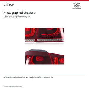 Kit de feux arrière LED pour Volkswagen Golf Mk6 2010-2013, lentille rouge, pièces de mise à niveau pour véhicule - Product Image 3