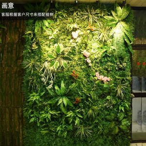Decoración para el hogar al aire libre <span class=keywords><strong>Pared</strong></span> <span class=keywords><strong>vertical</strong></span> Pasto <span class=keywords><strong>Pared</strong></span> Botánico Plantas de plástico verde artificial Fondo verde para uso en interiores - Product Image 2