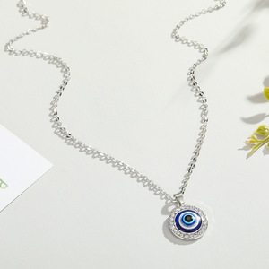 Evil Eye Pendant <strong>Necklace</strong> With Diamond Blue Turkish Eye Kabbalah Protection Gift <strong>Necklace</strong> - Product Image 3